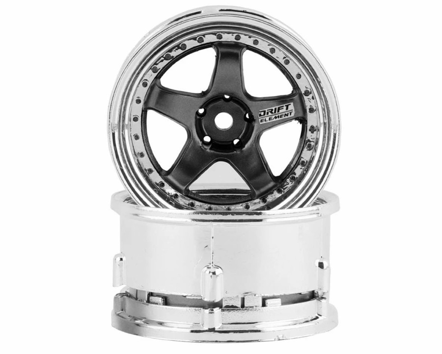 Cars, Trucks, Boats * | Ds Racing Drift Element 5 Spoke Drift Wheels (Gunmetal W/Black Rivets) (2) (Adjustable Offset) W/12Mm Hex