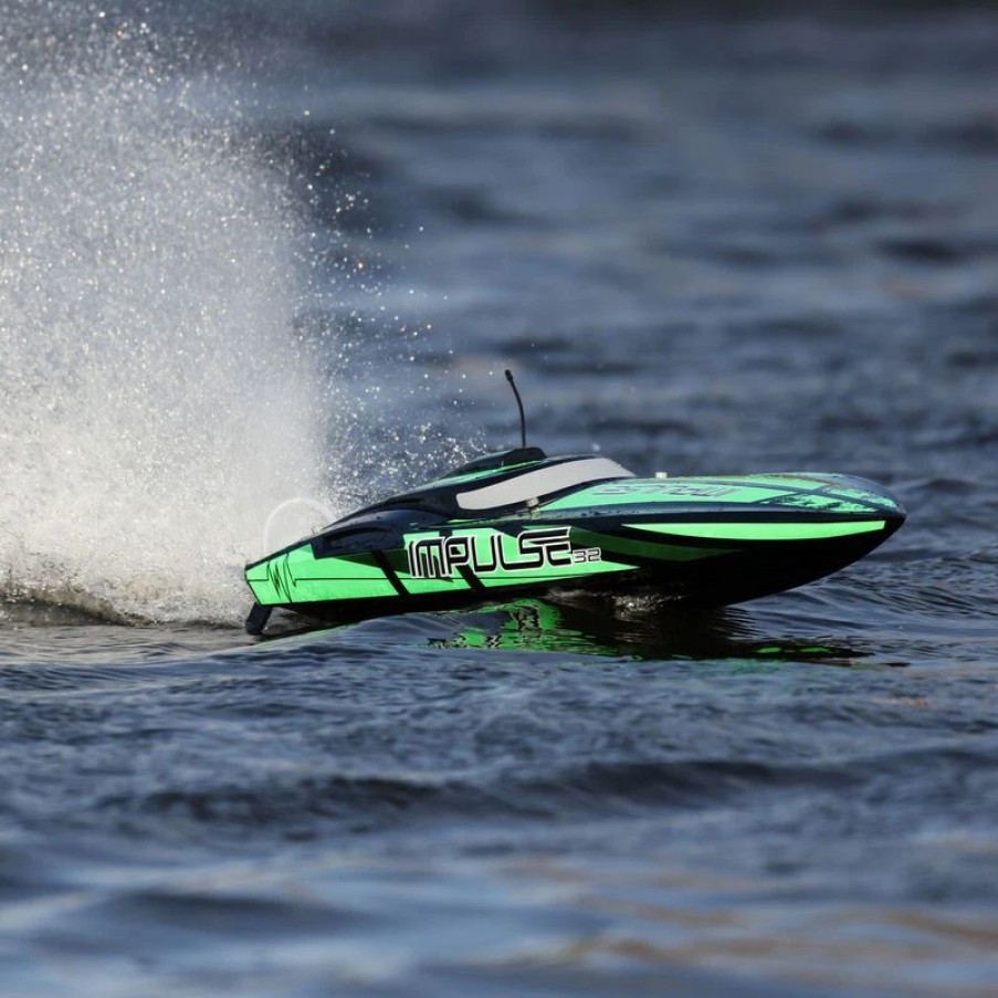 Cars, Trucks, Boats * | Pro Boat Impulse 32 Brushless Deep-V Rtr With Smart, Black/Green