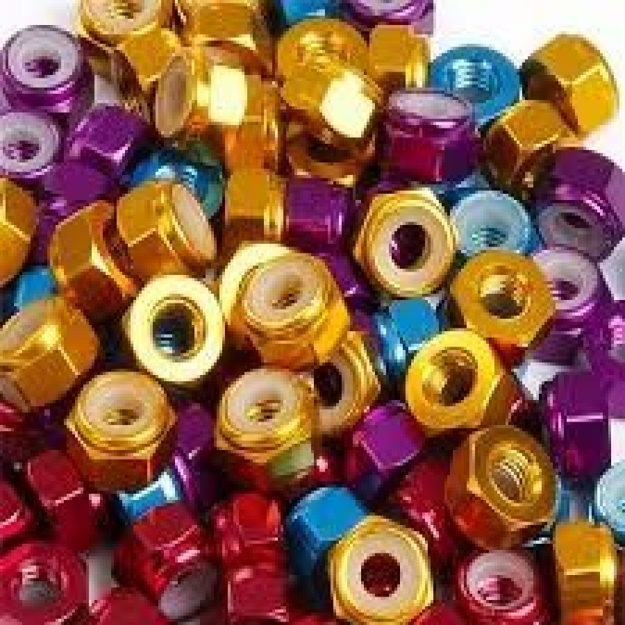 Multirotors * | M3 Alum Alloy Nylon Insert Hex Lock Nuts Gold 2Pcs