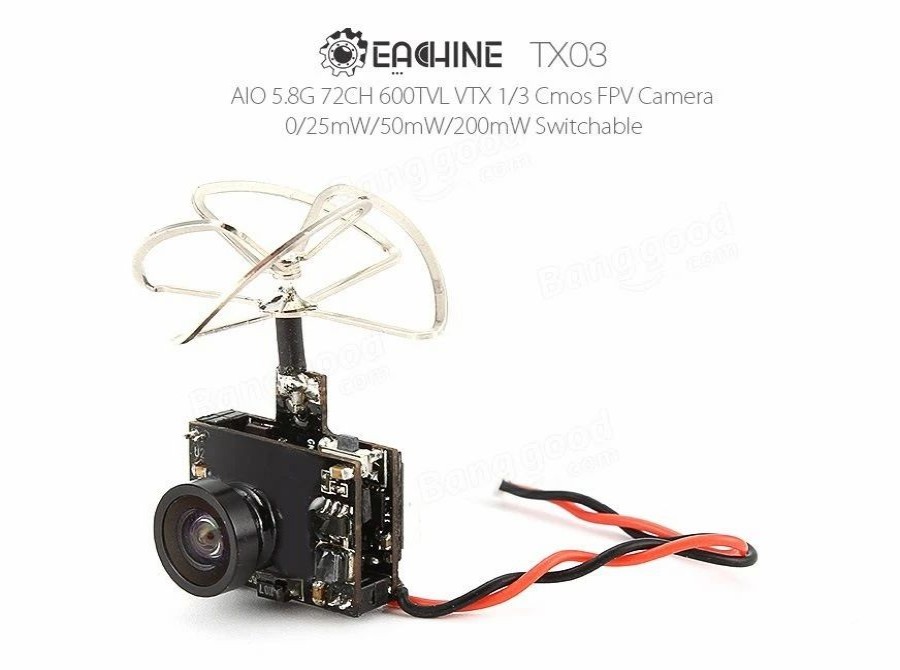 Multirotors * | Eachine Tx03 Ntsc Super Mini 0/25Mw/50Mw/200Mw Switchable Aio 5.8G 72Ch Vtx 600Tvl 1/3 Cmos Fpv Camera