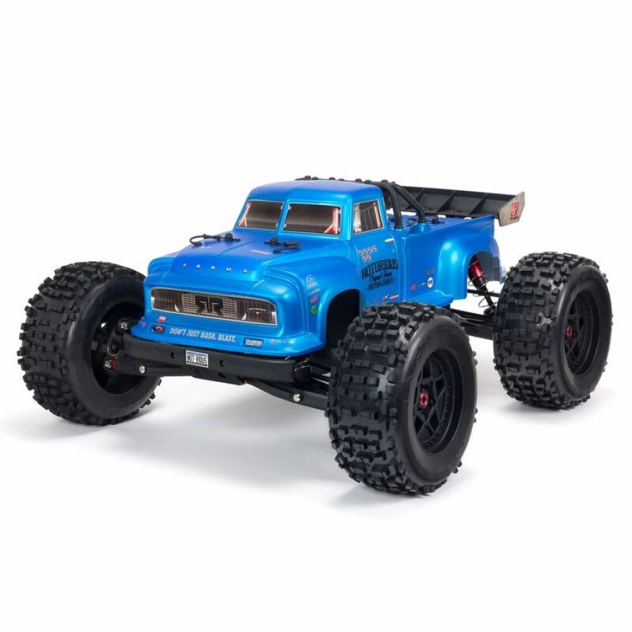 Cars, Trucks, Boats * | Arrma 1/8 Notorious 6S V5 4Wd Blx Stunt Truck With Spektrum Firma Rtr, Blue