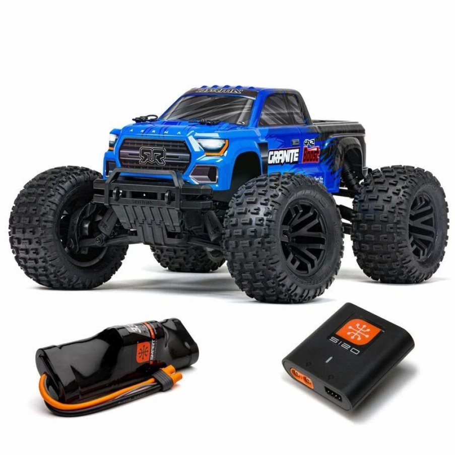 Cars, Trucks, Boats * | Arrma 1/10 Granite 4X2 Boost Mega 550 Brushed Monster Truck Rtr With Battery & Charger, Blue