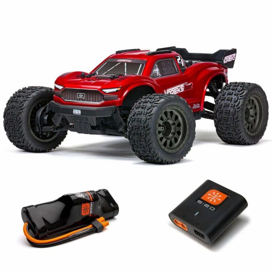 Cars, Trucks, Boats * | Arrma 1/10 Vorteks 4X2 Boost Mega 550 Brushed Stadium Truck Rtr With Battery & Charger, Red $20 Off Father'S Day Sale! Valid: Jun2-Jun18