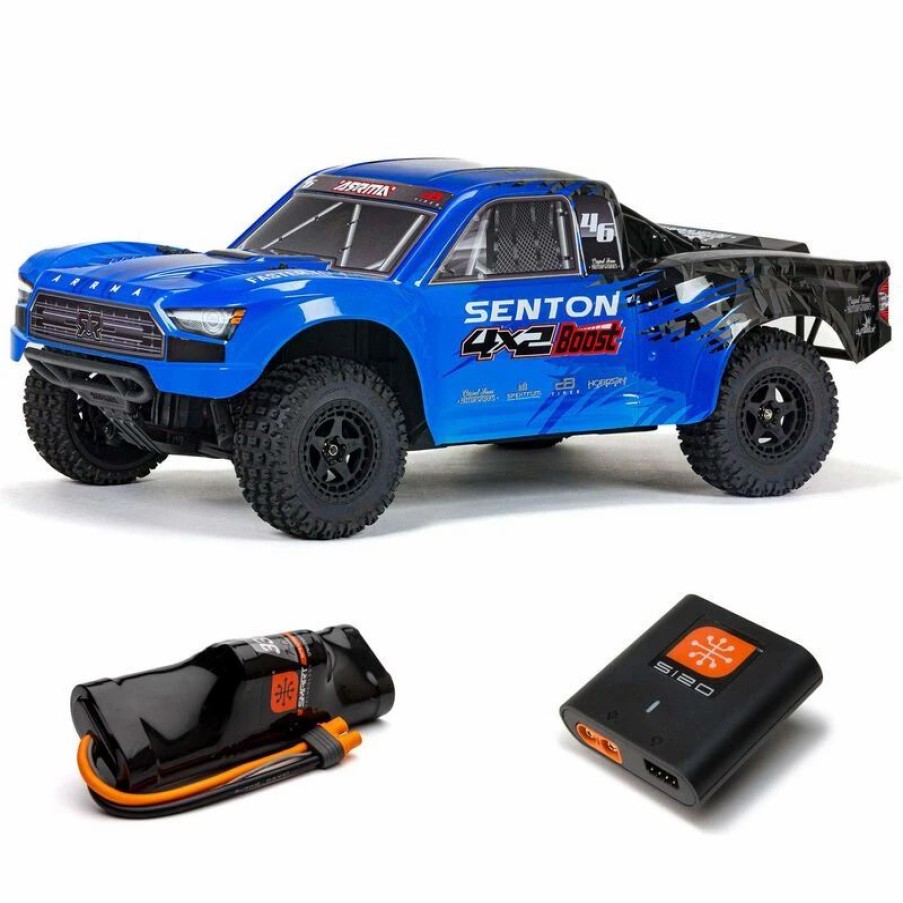 Cars, Trucks, Boats * | Arrma 1/10 Senton 4X2 Boost Mega 550 Brushed Short Course Truck Rtr With Battery & Charger, Blue