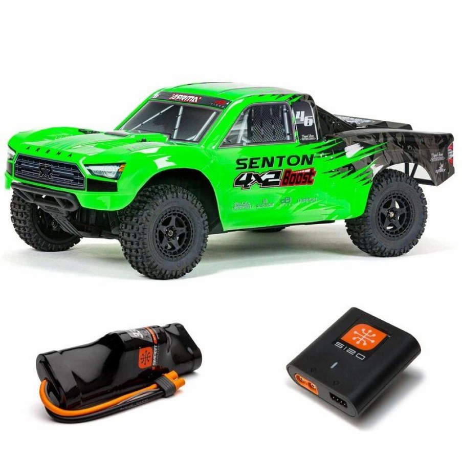 Cars, Trucks, Boats * | Arrma 1/10 Senton 4X2 Boost Mega 550 Brushed Short Course Truck Rtr With Battery & Charger, Green