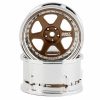 Cars, Trucks, Boats * | Ds Racing Drift Element 6 Spoke Drift Wheels (Bronze & Chrome W/Gold Rivets) (2) (Adjustable Offset) W/12Mm Hex