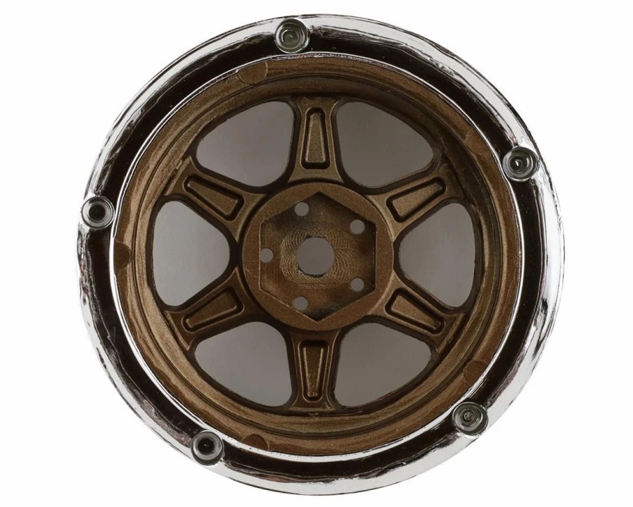 Cars, Trucks, Boats * | Ds Racing Drift Element 6 Spoke Drift Wheels (Bronze & Chrome W/Gold Rivets) (2) (Adjustable Offset) W/12Mm Hex